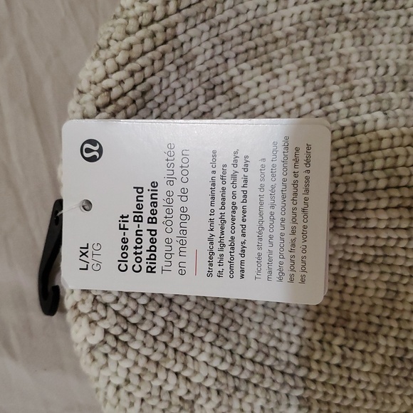 Nwt Lululemon Cotton Blend Ribbed Unisex Beanie L/Xl Bone/White/linen - Picture 4 of 6